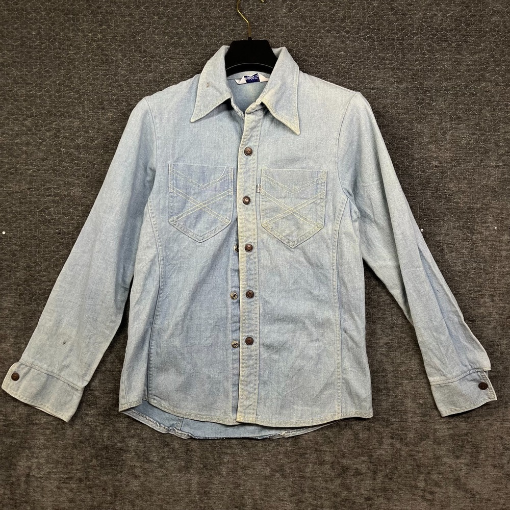 Levi's Panatela Denim Shirt Mens M Blue Good Vintage Western Long Sleeve